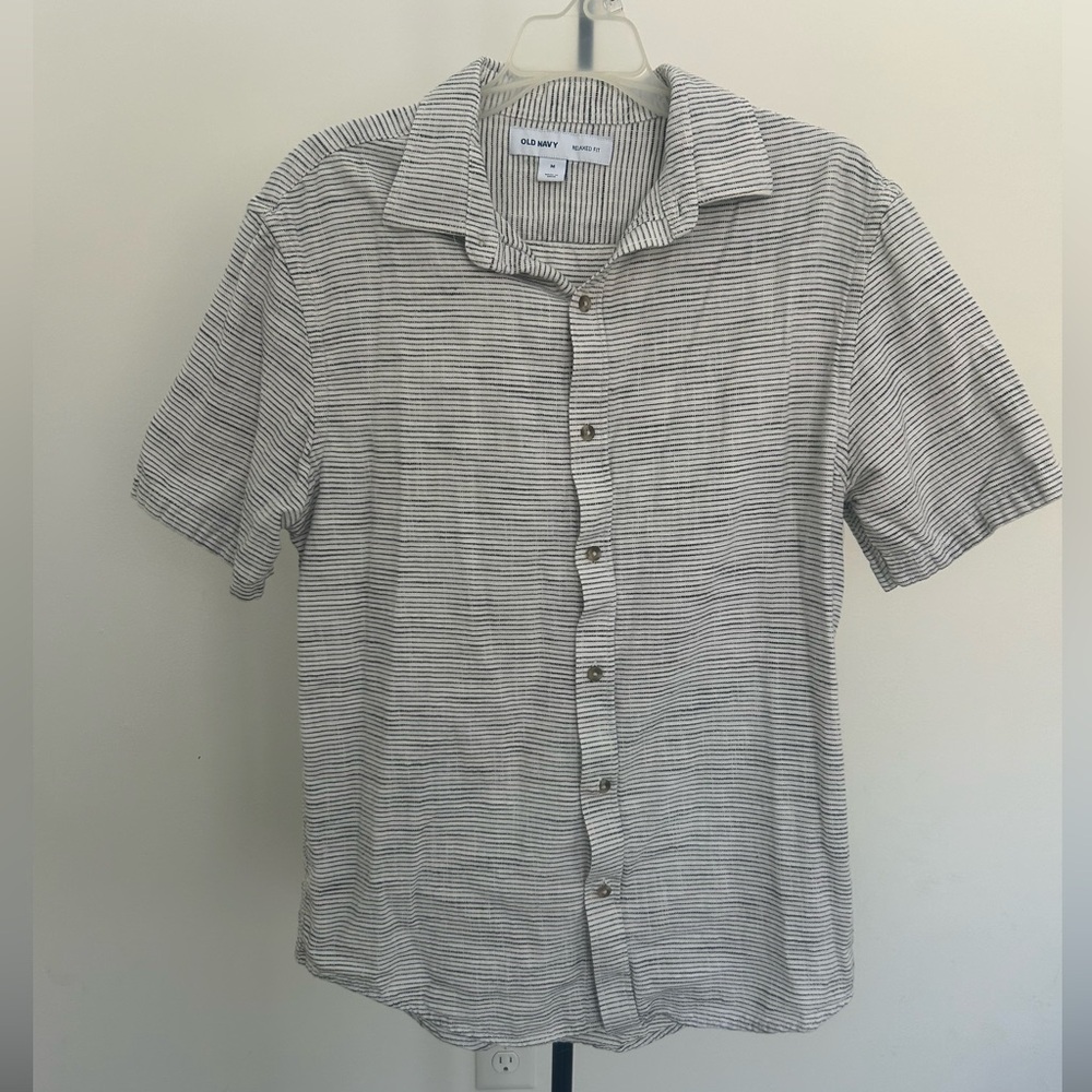 Black/White Casual Button Down Shirt